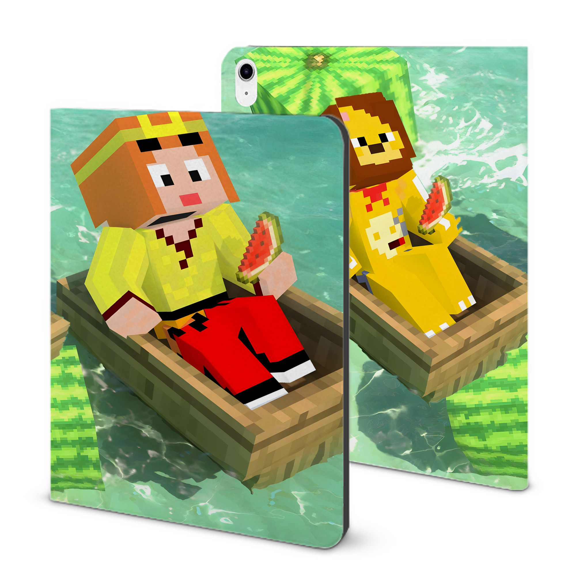 （画像用） マインクラフト ブロックの世界 Minecraft MC Block world IPad ケース ブック型 PUレザー TPU 耐衝撃 軽量 薄型 ペン収納なし 全面保護 IPad 各モデル対応
